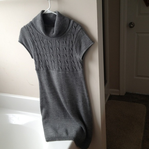 Grey sweater dress.