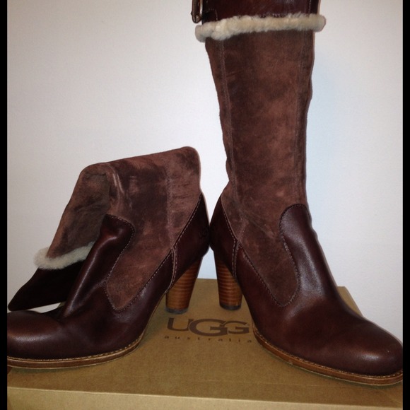 Ugg Boots w/a Heel Worn twice Good Condition.  8.5