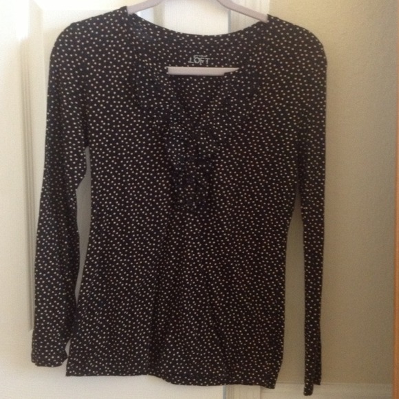 Loft long sleeved cotton top, black with cream