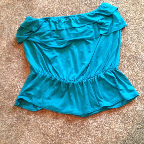 Ruffled teal tube top