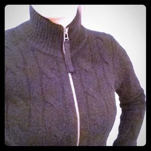 Club Monaco black zipper cable knit sweater