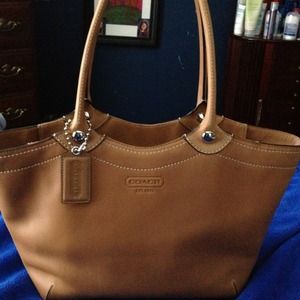 Tan Coach purse