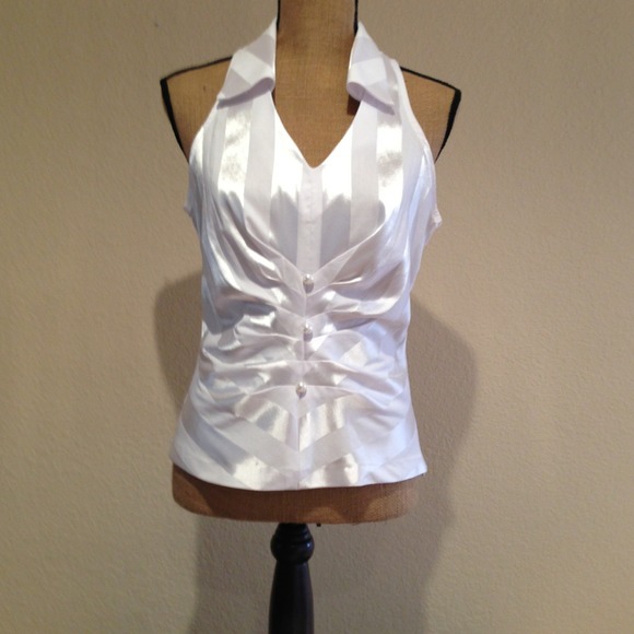Elegant white on white striped blouse.