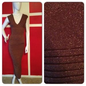 Ankle length dress Brown w/ golden speckles