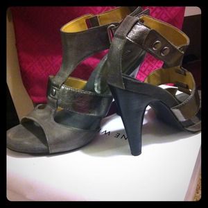 Dark gray & Silver/metallic 3 in heels