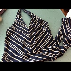 Banana republic Navy beige striped top