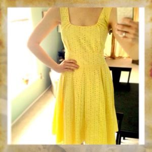 👗 Calvin Klein Sleeveless Yellow Eyelet Sun Dress