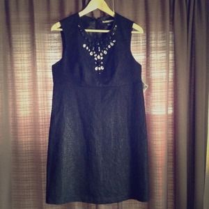 Mac & Jac  black shimmer shift dress, size 10.