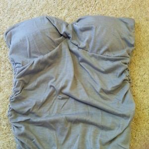 Gray Sweetheart Neckline Tunic