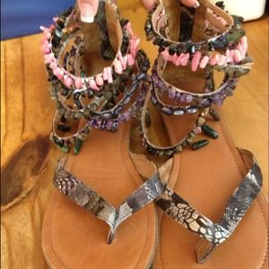 Ankle beaded sandals