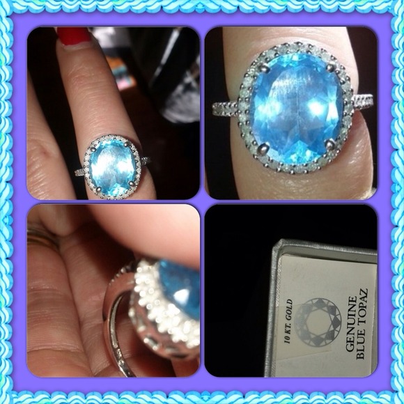 2ct Topaz and Diamond ring 10k