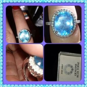2ct Topaz and Diamond ring 10k