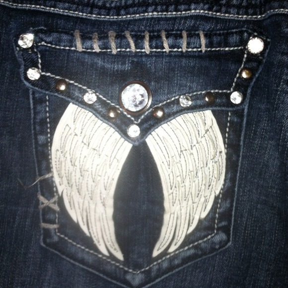 SOLD LA Idol Jeans with angel wings - Picture 3 of 4