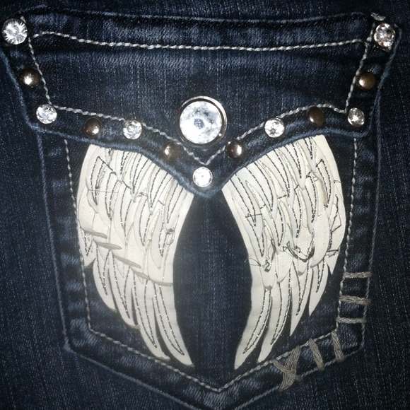 SOLD LA Idol Jeans with angel wings - Picture 4 of 4