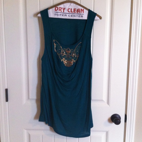 🚫RESERVED FOR JENFEN🚫Teal Shirt with Beading