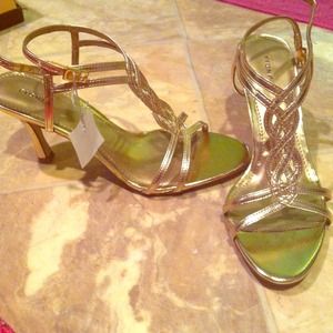 Strappy gold heels