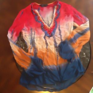 BCBG tie dye rhinestone top xs
