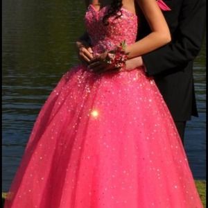 Bright pink prom dress