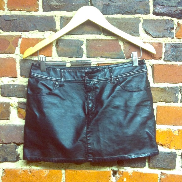 Black Faux Leather Mini Skirt
