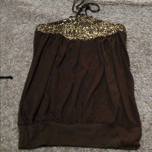 Brown and gold shirt.