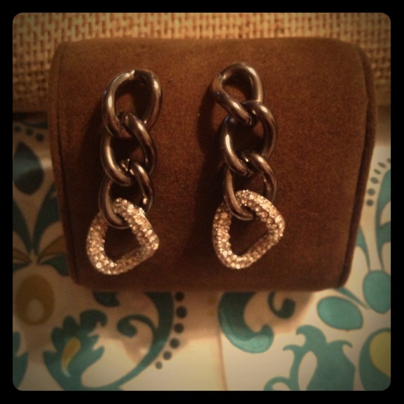 Chain link and crystal earrings