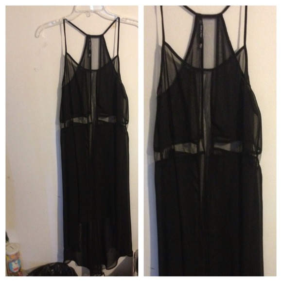 Sheer cross hi low dress