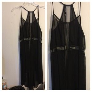 Sheer cross hi low dress