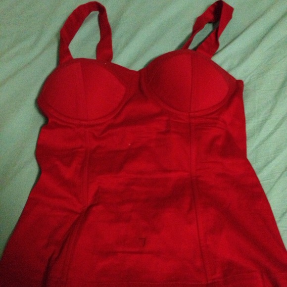 Red corset top and forever21 jeans