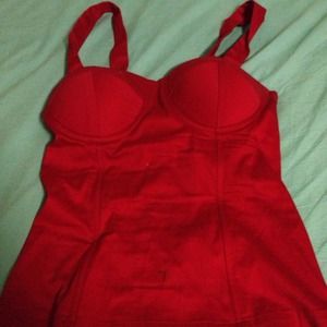 Red corset top and forever21 jeans