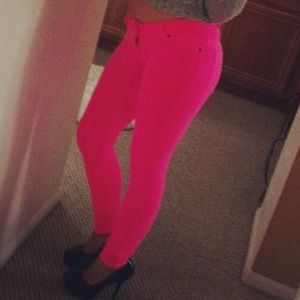 Bright Pink Denimocracy jeggings.