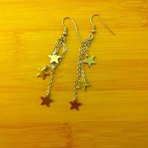 Star dangle gold earrings