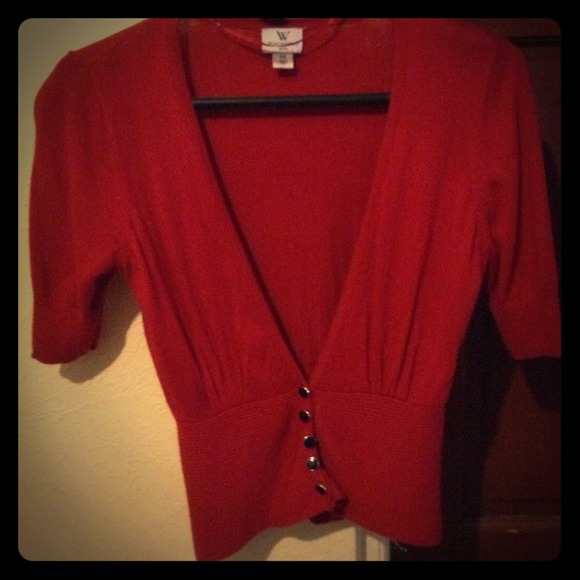 Red cardigan