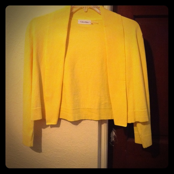Canary yellow open cardigan