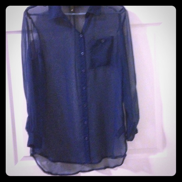 Sheer blue button up