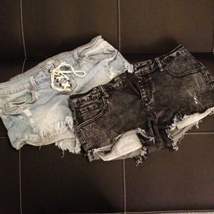 TWO Size Three High Waisted Shorts & flag shorts
