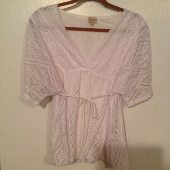 Ella moss L White cotton crochet top