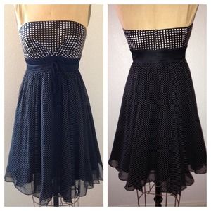 bebe Strapless Black&White Polk a Dot Dress Size S