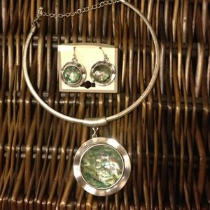 Silver necklace and earring set
