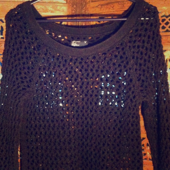 American eagle open stitch navy sweator