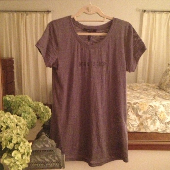 BCBG "Born to Shop" sheer grey t-shirt