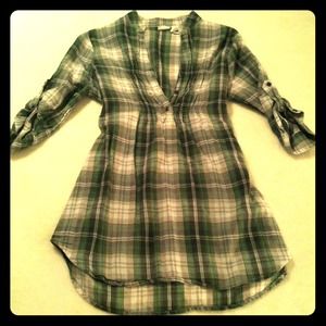 Green Plaid Top
