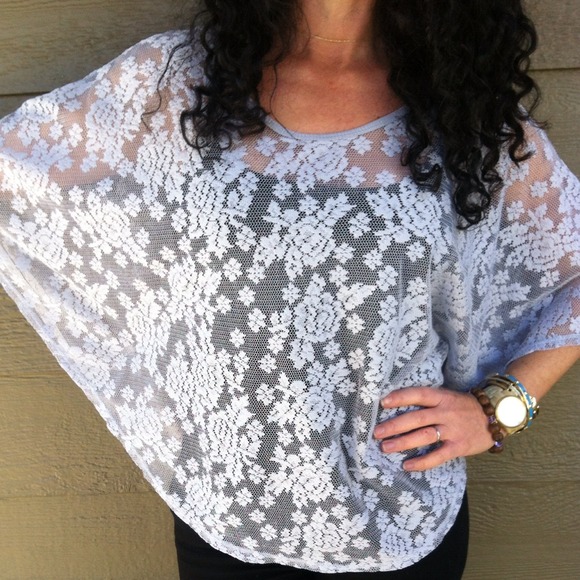 Tops - SOLD...........,.................Grey Lace Top