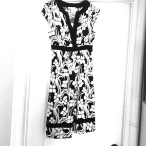 White and black floral dress