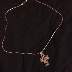 💥Reduced💥Cross necklace with authentic gems!
