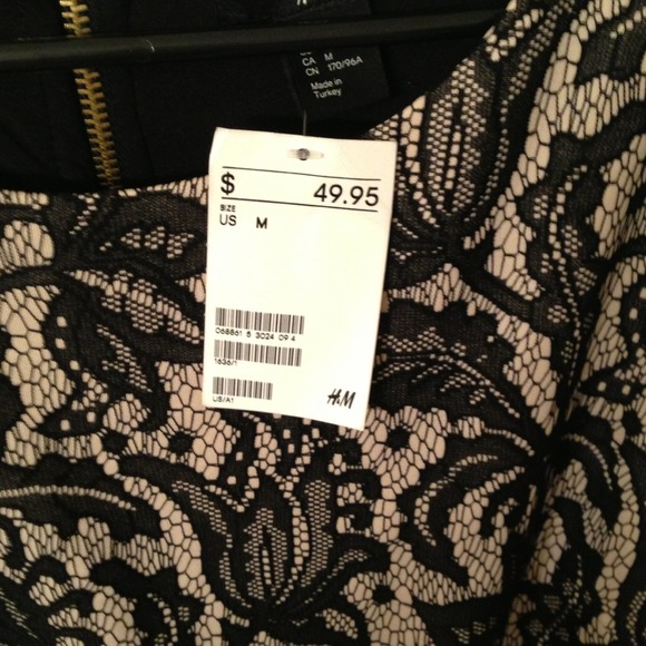 H&M Nude with Black Lace Overlay Cocktail Dress - Picture 2 of 2