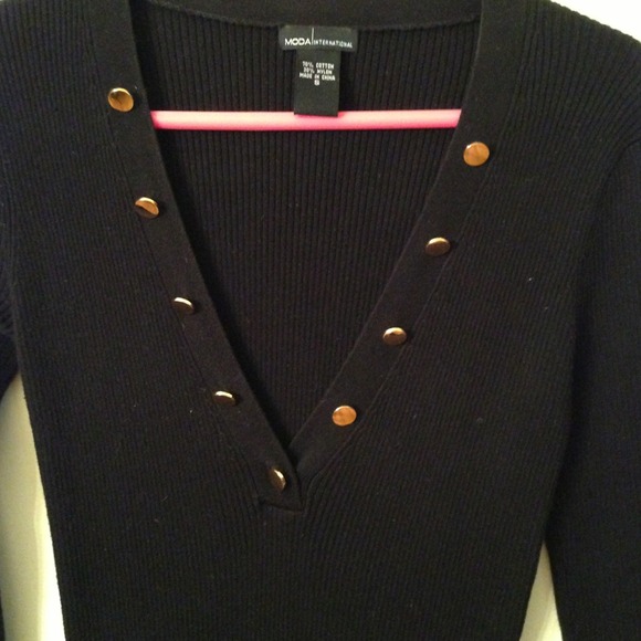 MODA International Black Ribbed Sweater Dress - Picture 2 of 3