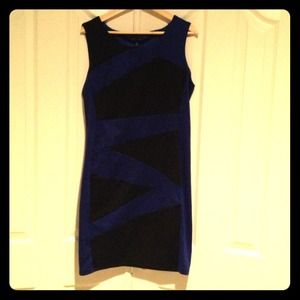 Electric blue dress with white bebe shoes