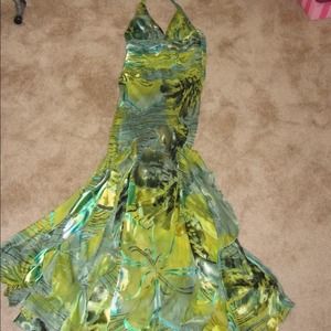 Nina Austin silk halter gown