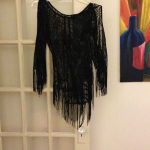 Black fringed express top