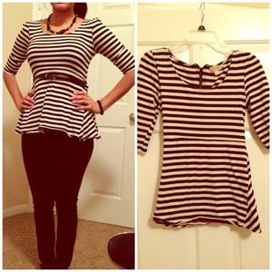 Striped Peplum Blouse